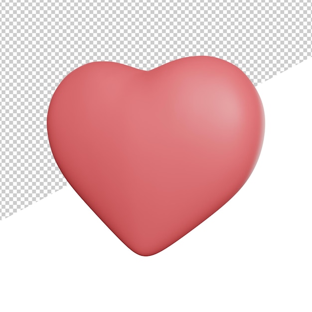 Red Heart Care Love side view 3d rendering icon illustration on transparent background