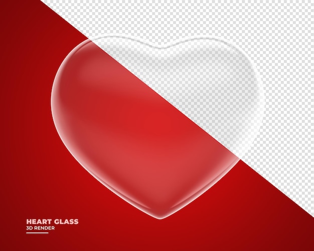 A red heart glass heart shape on a white background.