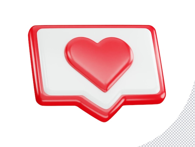 Red heart icon with a chat icon with 3d vector icon illustration