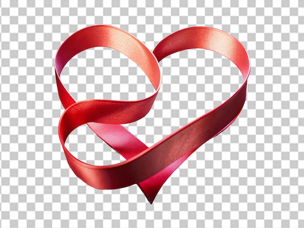 PSD red heart ribbon isolated on white background