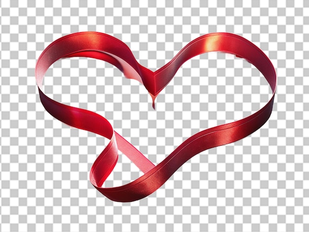 PSD red heart ribbon isolated on white background