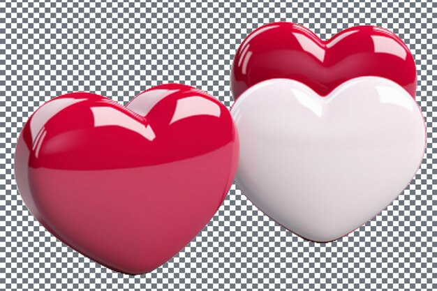 Red heart on transparent background 3D illustration Valentines Day