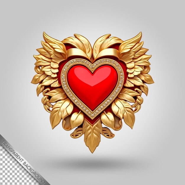 a red heart with gold accents and a red heart with a gold frame