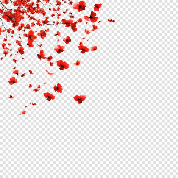 PSD red hearts are scattered on a transparent background