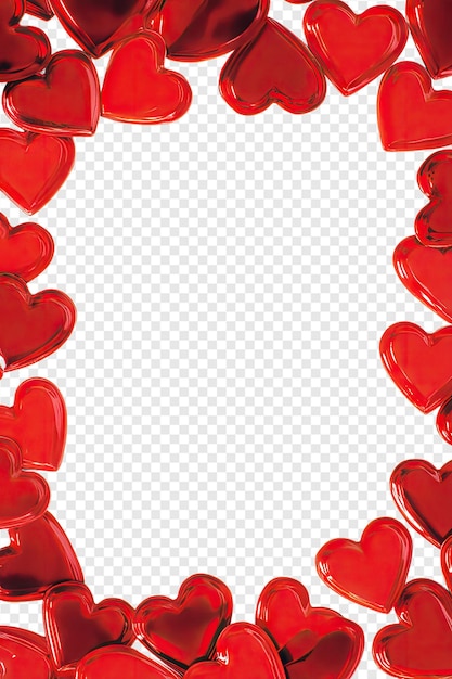 PSD red hearts on a white background