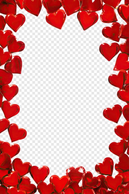 PSD red hearts on a white background