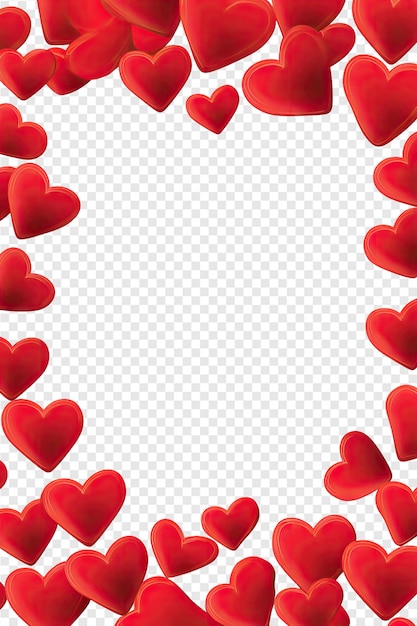 PSD red hearts on a white background