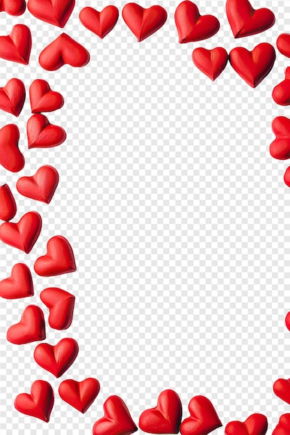 PSD red hearts on the white background