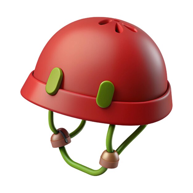 PSD a red helmet with a green leaf on it