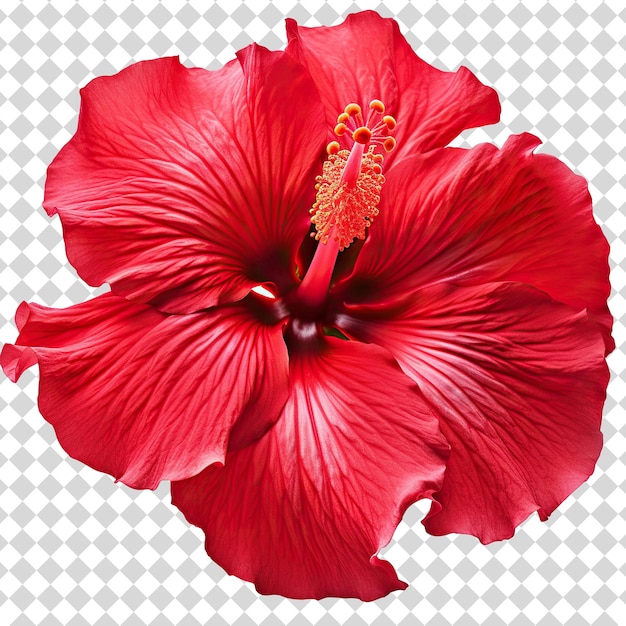 Red hibiscus flower Isolated on transparent background PSD file format