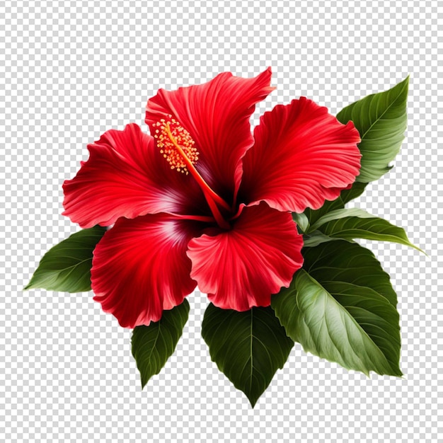 Red hibiscus flower isolated on transparent background