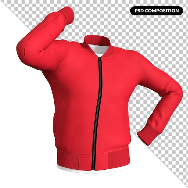 PSD red hoodie jacket isolated 3d