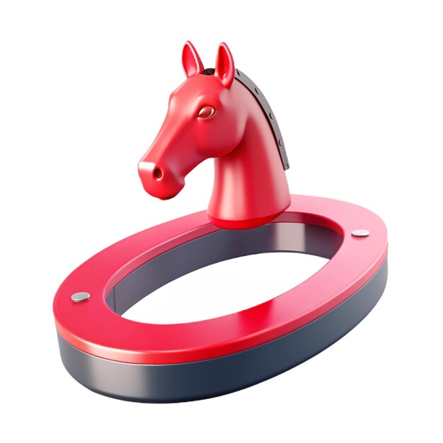 PSD a red horse toy with a red face and the number 1 on the front