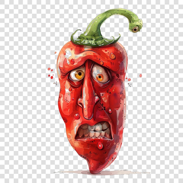 red hot pepper with face mexican illustration