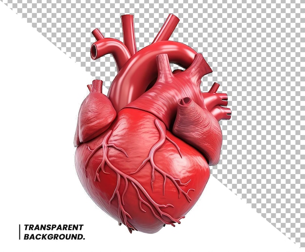 Red human heart model 3D