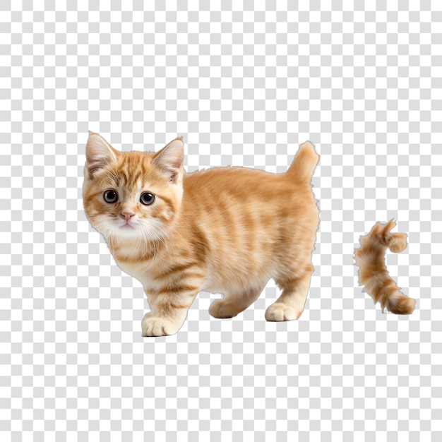 PSD a red kitten with a tail on a transparent background