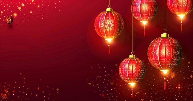 red lanterns with a red background free vector