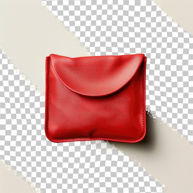 PSD a red leather pouch with a red leather cover and a black and white checkered background