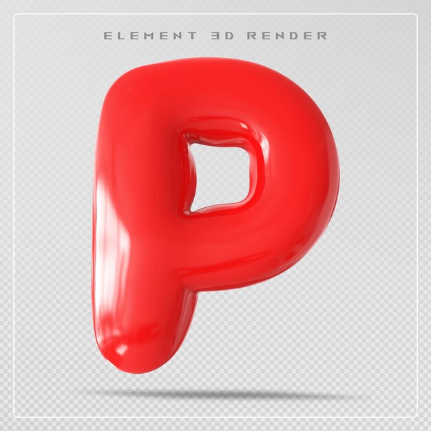 Red letter P font bubble 3d render