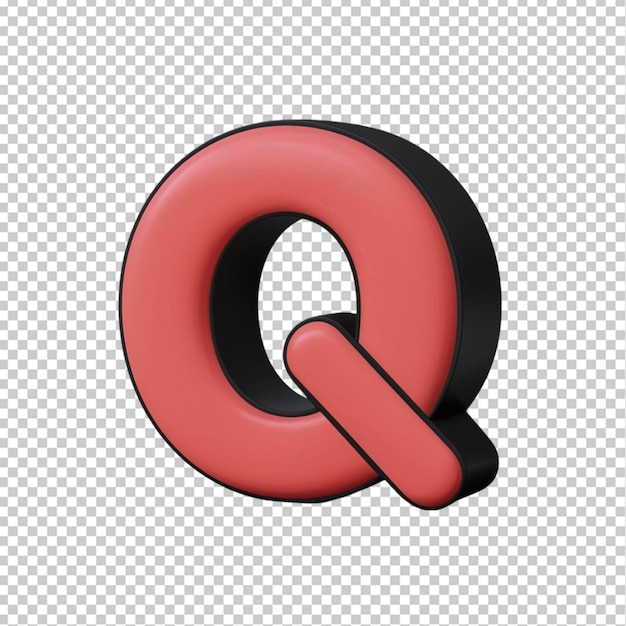 a red letter q is on a transparent background