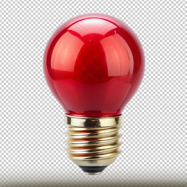 PSD a red light bulb with a gold base and a black base