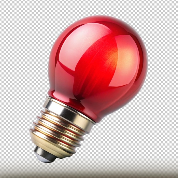 PSD a red light bulb with a gold base and a silver base