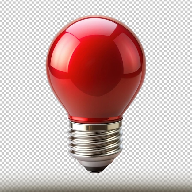 PSD a red light bulb with a silver base and a red bulb on it