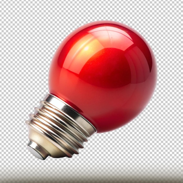 PSD a red light bulb with a silver base and a red bulb