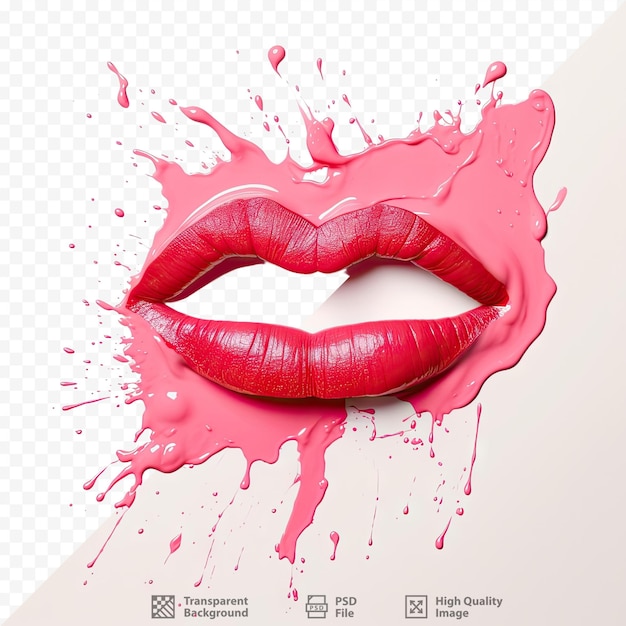 PSD red lipstick stains against a transparent background