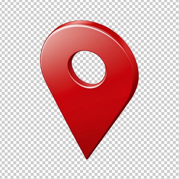 Red location pin on transparent background