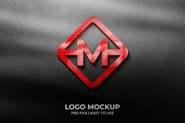 Red logo mockup on grey wall