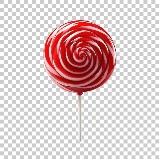 Red lollipop isolated on transparent background