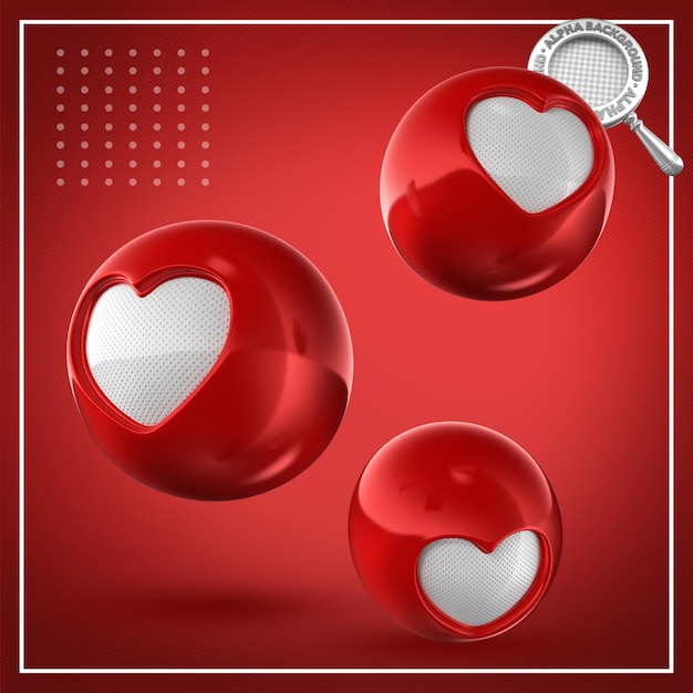 red love emojis with white heart