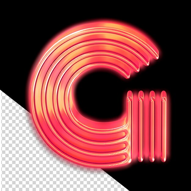 PSD red luminous symbol letter g