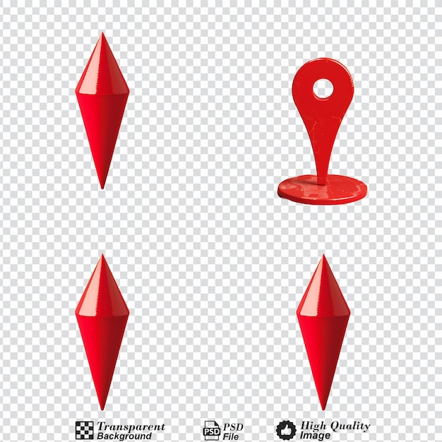 PSD red map point design in different positions isolated on transparent background