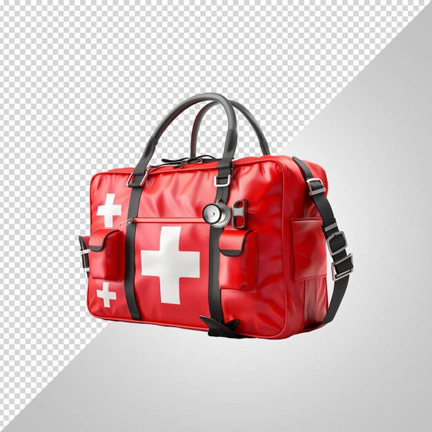 a red medical bag with a red cross on it