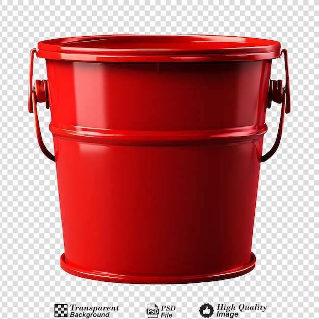 red metal bucket isolated on transparent background