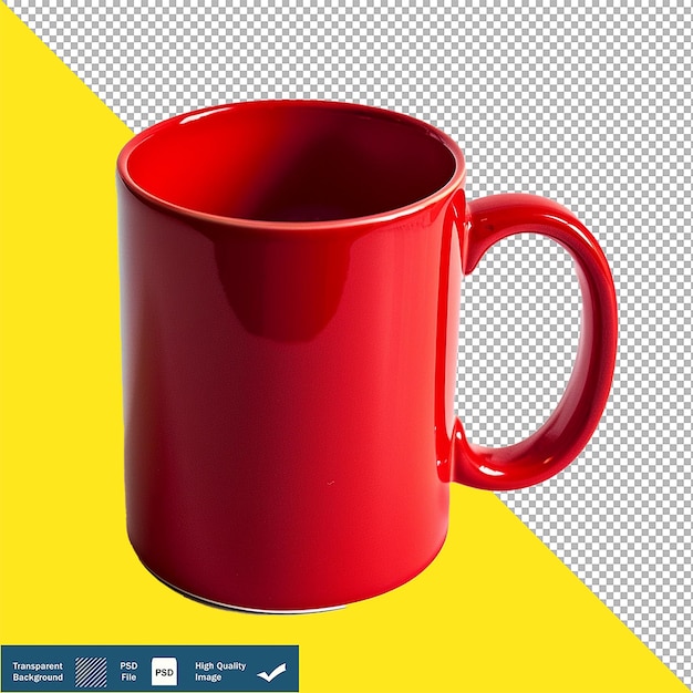 Red Mug Seen from Side on transparent background PNG PSD