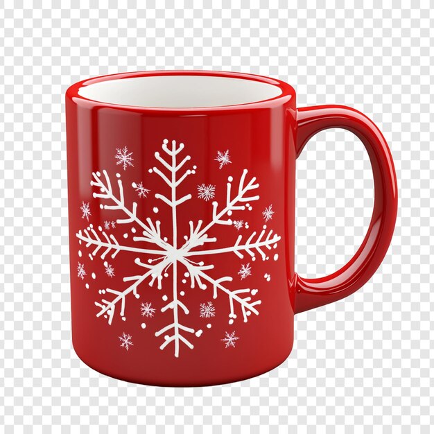 PSD red mug with snowflake design