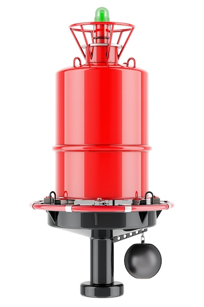 Red navigational buoy 3D rendering isolated on transparent background