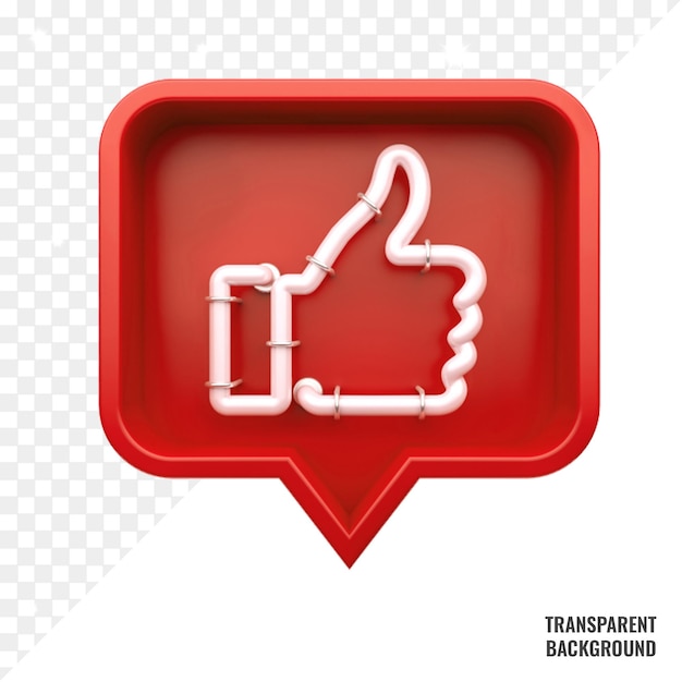 Red Neon Like button transparent psd