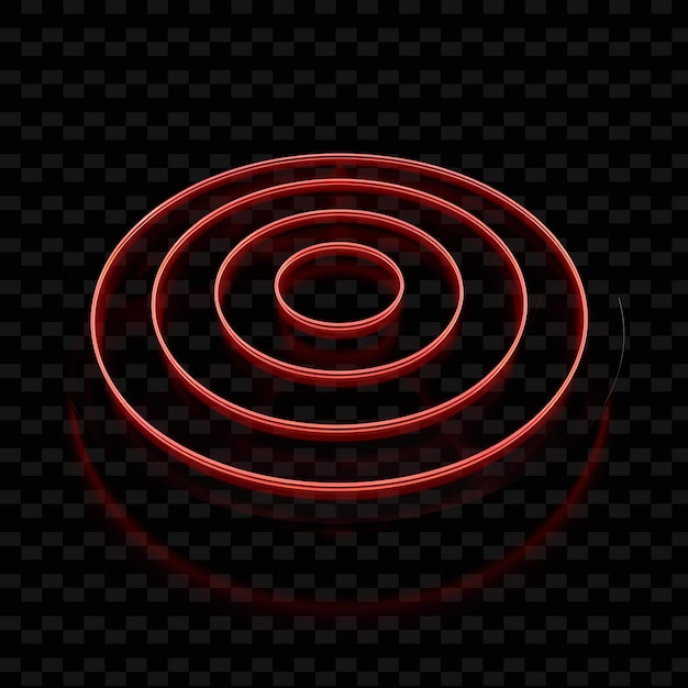 PSD red neon sign on a black background with a red circle and a black background