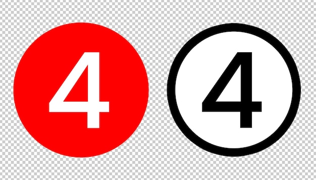 red number four icon template transparent red circle number black and white number 4 symbol