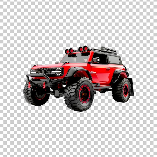 A red offroad vehicle car on a transparent background 3d rendering