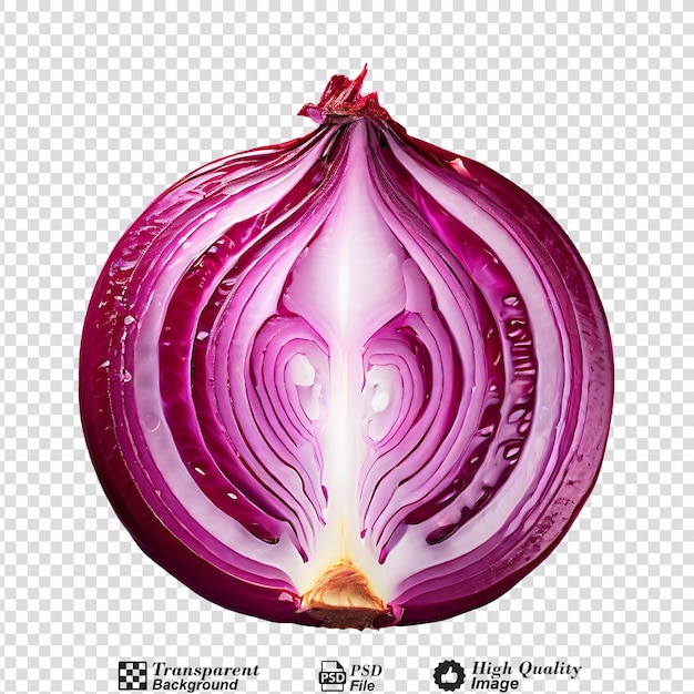 red onion cut in half isolated on transparent background