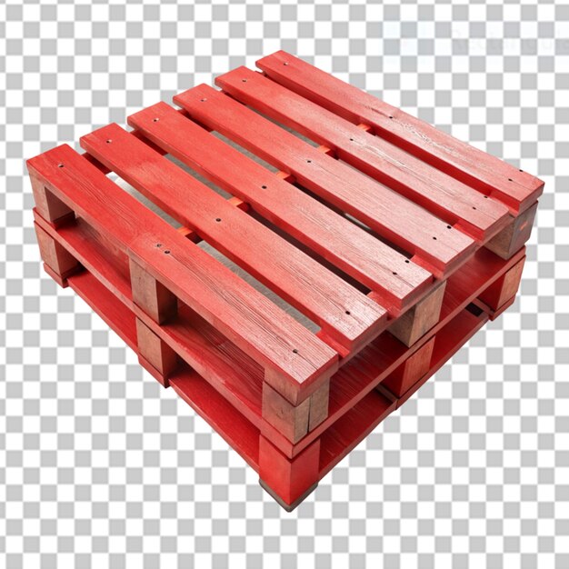 red painted wooden pallets on transparent background