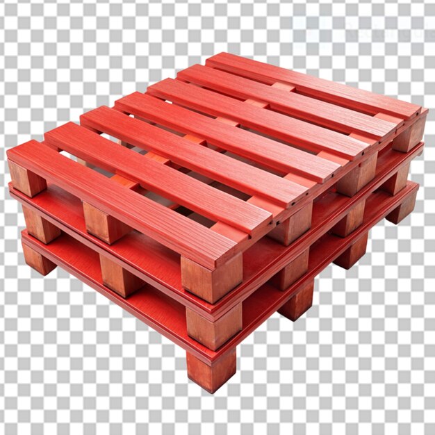 red painted wooden pallets on transparent background