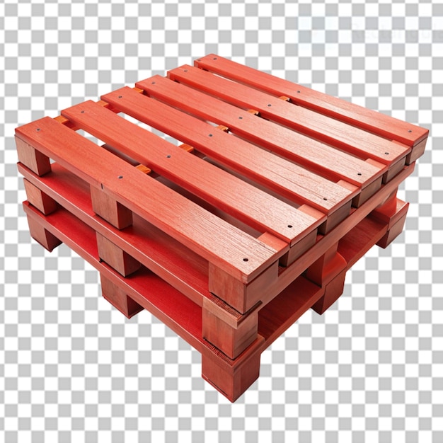 red painted wooden pallets on transparent background