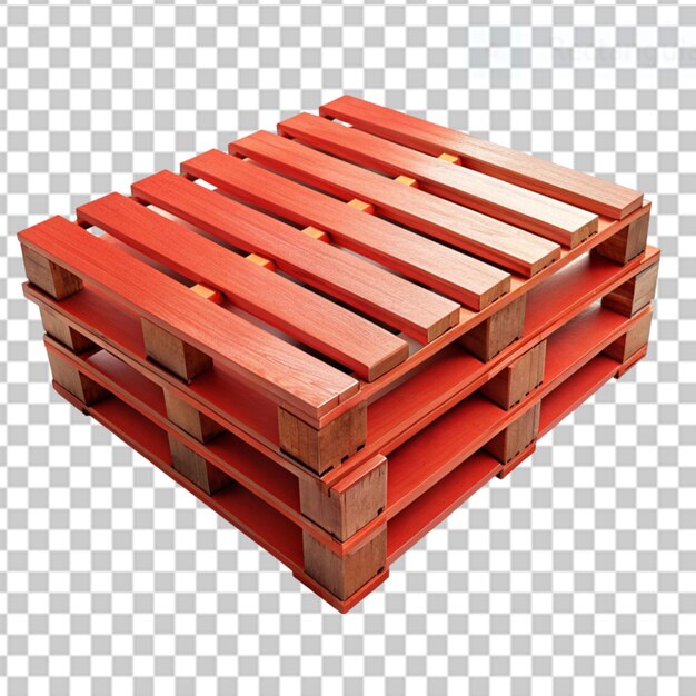 red painted wooden pallets on transparent background