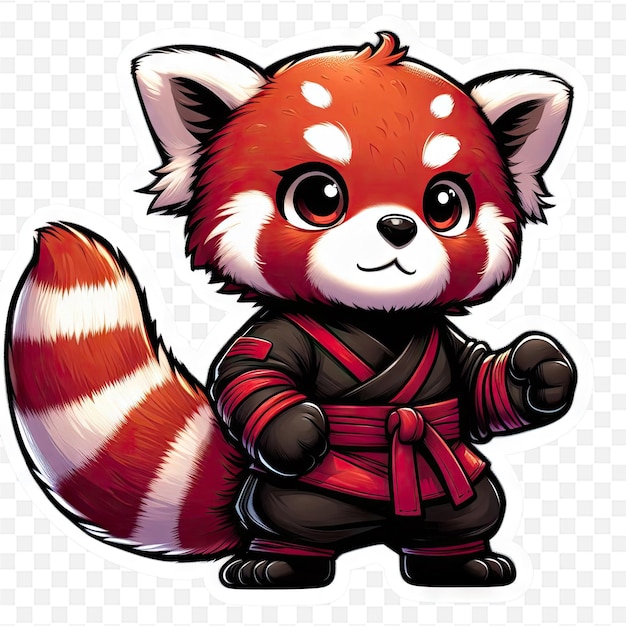 a red panda with a red tail and a red panda on it